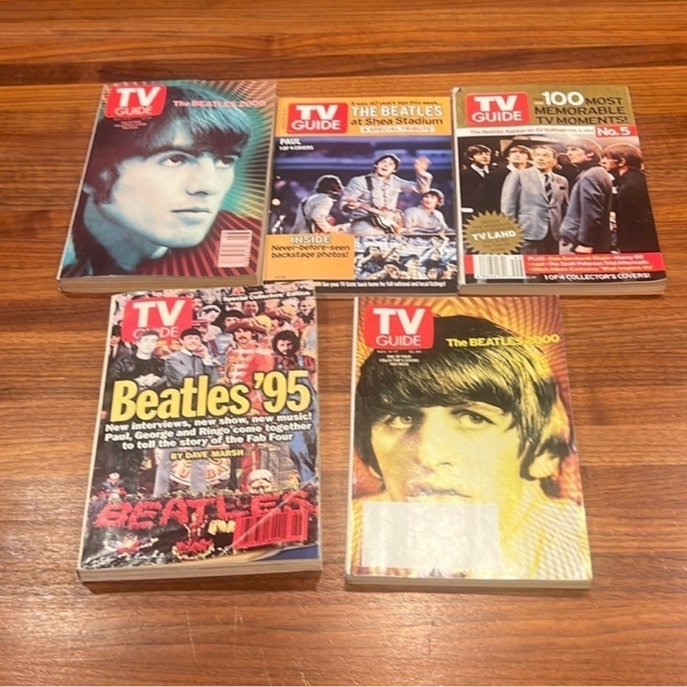 Vintage The Beatles Collectible TV Guide Collection- 5 total